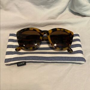 J.Crew Cabana Tortoise Shell Sunglasses with Striped Case
